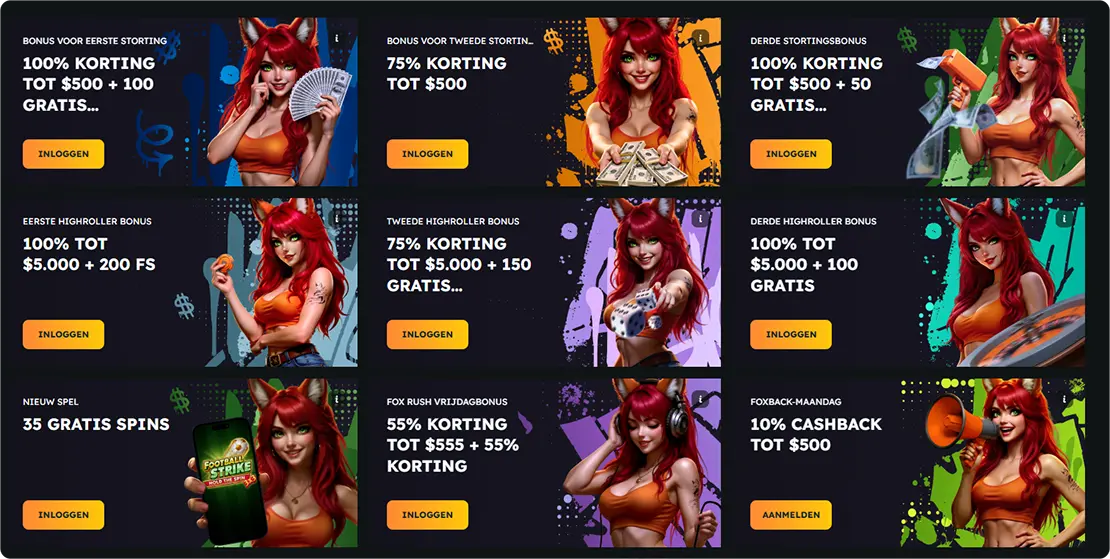 FoxSlots casino Bonussen
