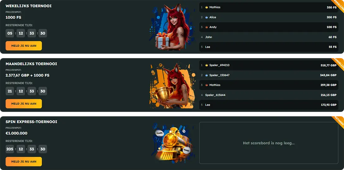 Toernooien van FoxSlots